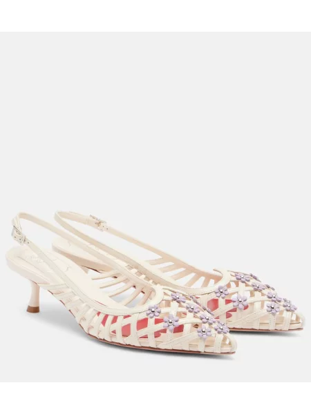 Pantofi cu toc Roger Vivier din piele slingback alb