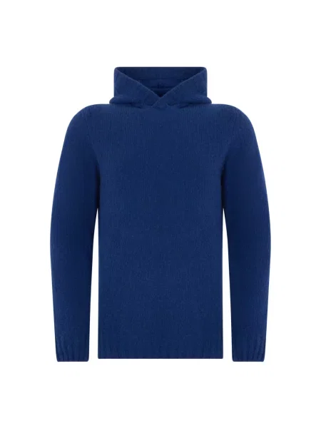 Bluza z kapturem Fedeli wełniana z kapturem niebieska
