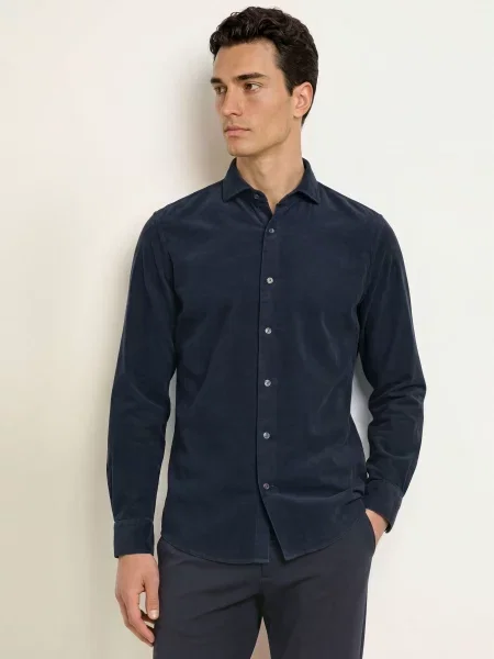 Profuomo Kordová Košile Comfort Fit tmavě modrá
