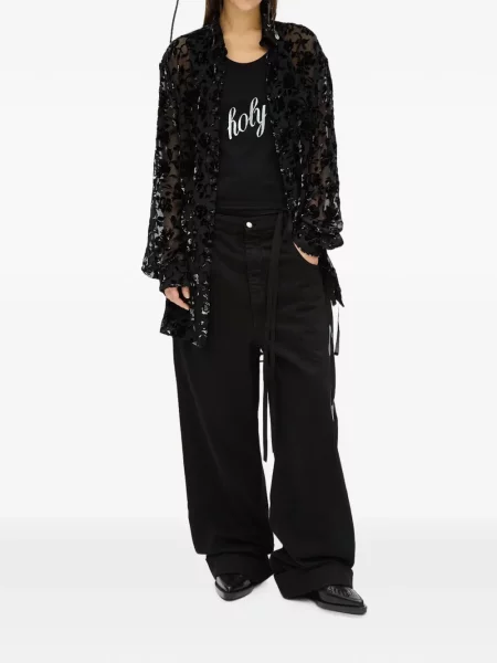 Cămașă Ann Demeulemeester cu model floral negru
