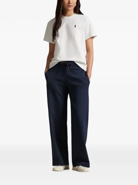 Fleece polo Polo Ralph Lauren με κέντημα με λαιμόκοψη v κόκκινο