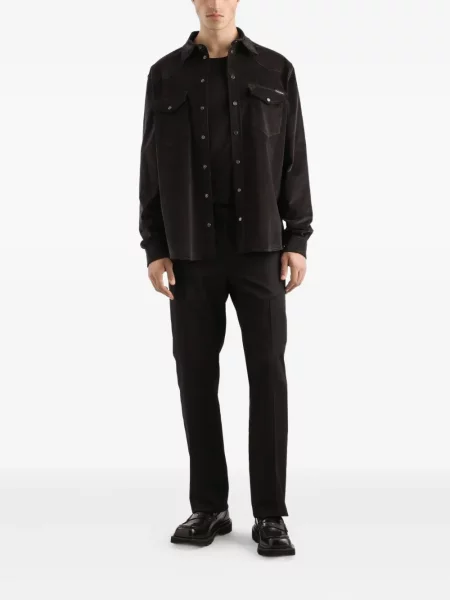 Cămașă Dolce & Gabbana de catifea cord gri