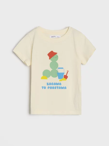 Sinsay Tričko s krátkým rukávem krémová