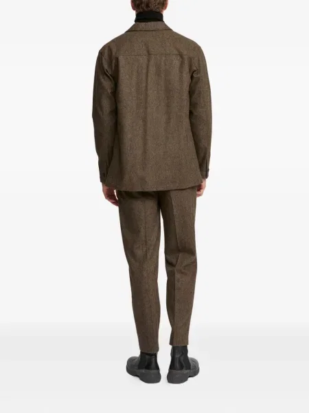 Geacă Yves Salomon din tweed maro