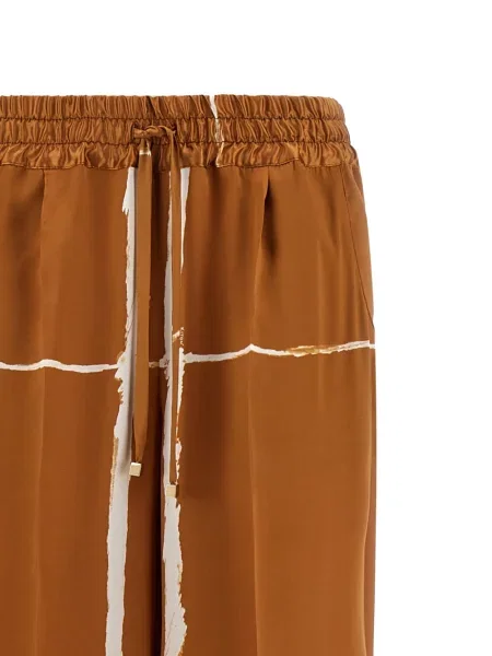 Pantaloni Kiton de mătase maro
