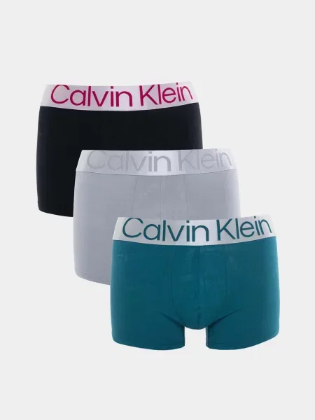 Набір трусів Calvin Klein Underwear 3 Pack Trunks Steel Cotton бавовна/перероблена чорний