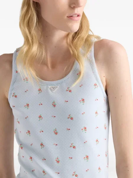 Top Prada tricotate cu imagine albastru