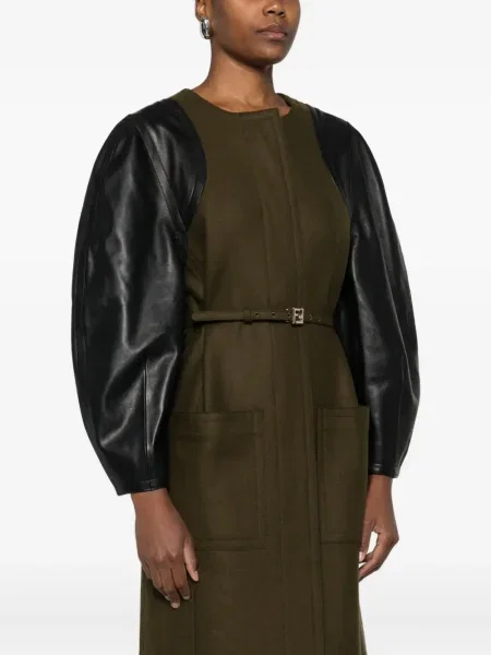 Palton Fendi din piele verde