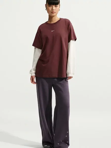Nike Sportswear oversize majica kratkih rukava za žene od pamuka Classic smeđa