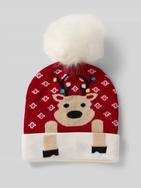 Czapka beanie z pomponem Capelli New York czerwona