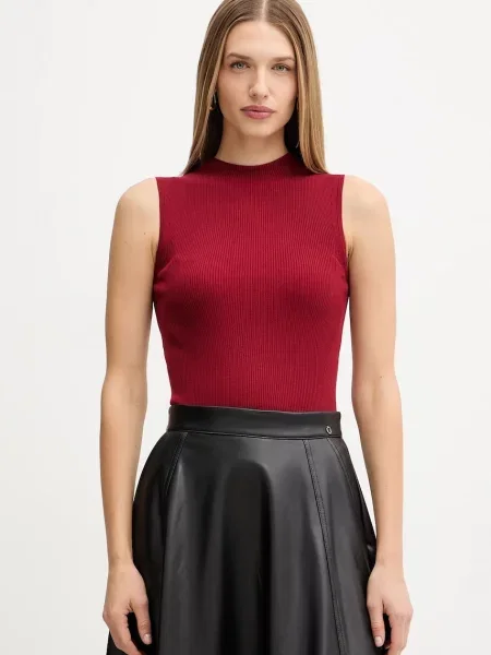 BOSS kamizelka z półgolfem bordowy