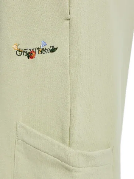 Pantaloni cargo Off-white cu broderie alb