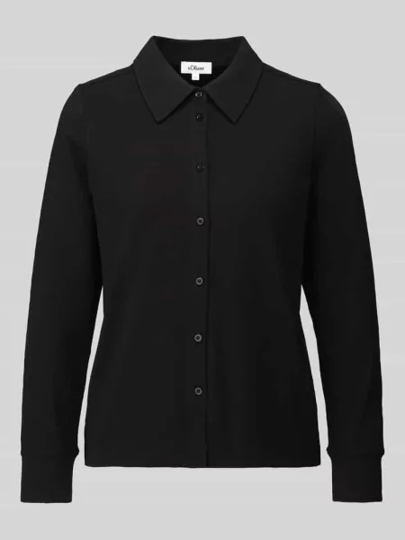 Bluzka z długim rękawem o kroju relaxed fit z mieszanka bawełny S.oliver Red Label czarna