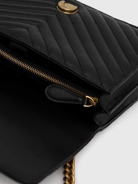 Pinko чанта crossbody дамска от кожа черно