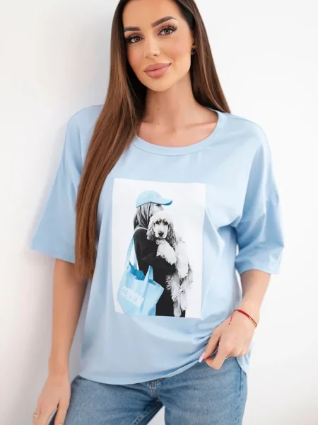 Top Kesi Włoski cu mâneci scurte negru