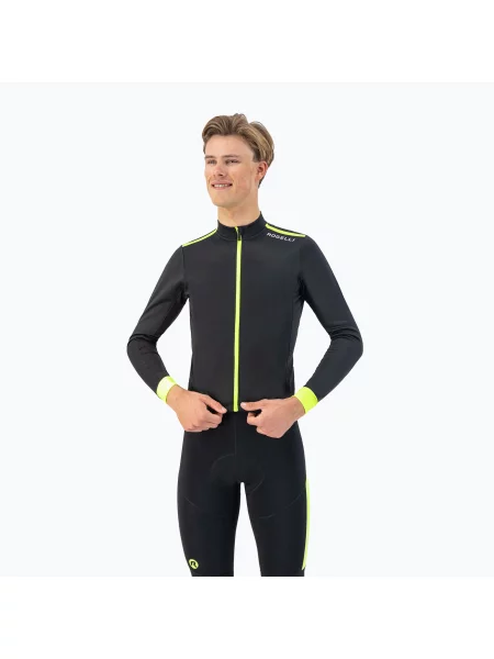 Мъжки колоездачен суитшърт с дълъг ръкав Rogelli Core black / fluor yellow черно