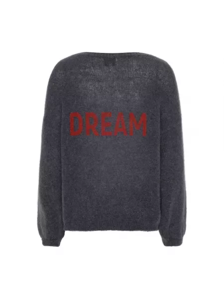 Sweter z dekoltem w serek Americandreams wełniany z dekoltem w serek szary