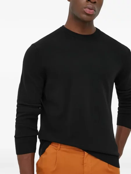 Lung pulover Benetton cu decolteu rotund negru