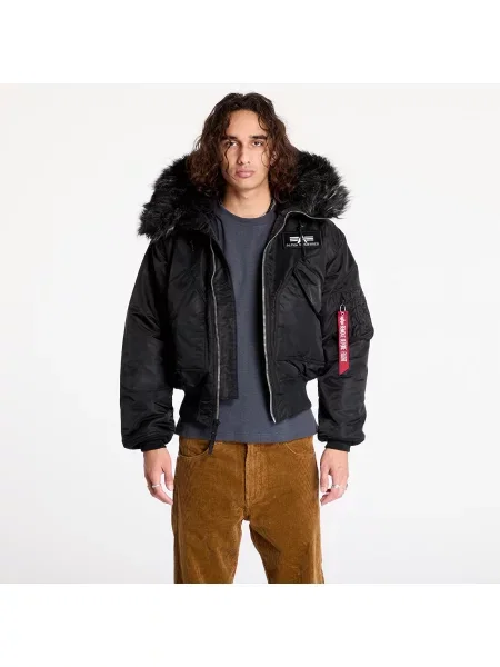 Geacă Alpha Industries Inc. cu glugă negru