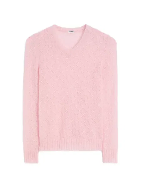 Pulover Jil Sander cu decolteu în V roz