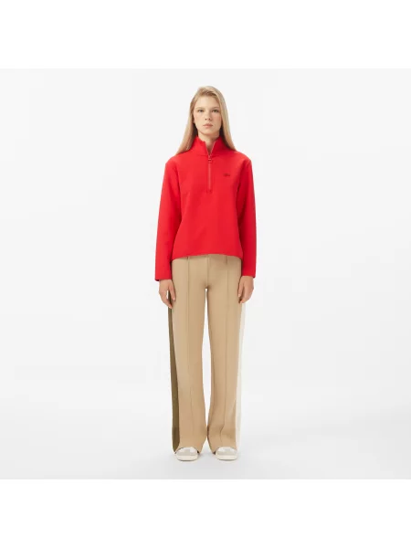 Lacoste Bluza Half Zip Regular Fit czerwona
