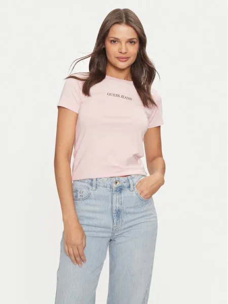 Тениска Guess Jeans розово