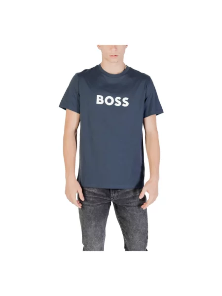 BOSS t-shirt plażowy granatowy wzorzysty niebieska