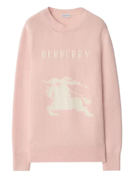 Pulover Burberry cu decolteu rotund roz