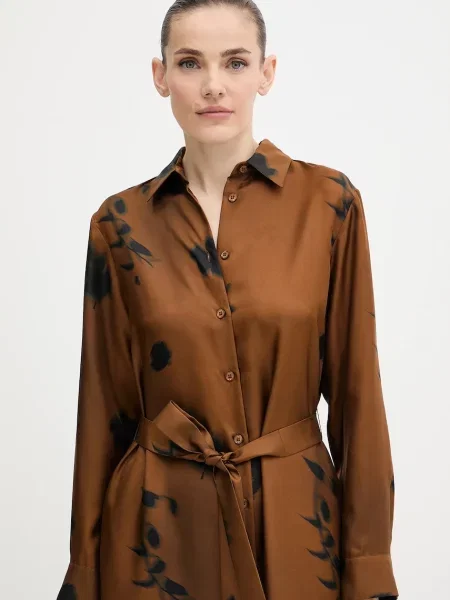 Шовкова сукня MM JADI midi пряма коричневий