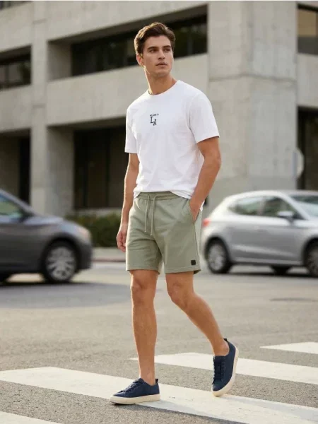 Sinsay Teplákové šortky s tkaničkou zelená