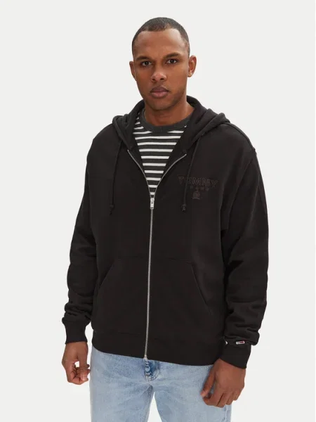 Tommy Jeans Mikina Varsity Čierna biela