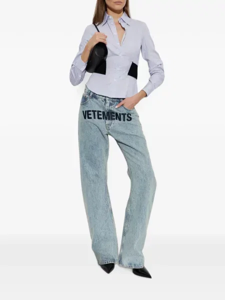 Cu centură cămașă Vetements cu dungi albastru
