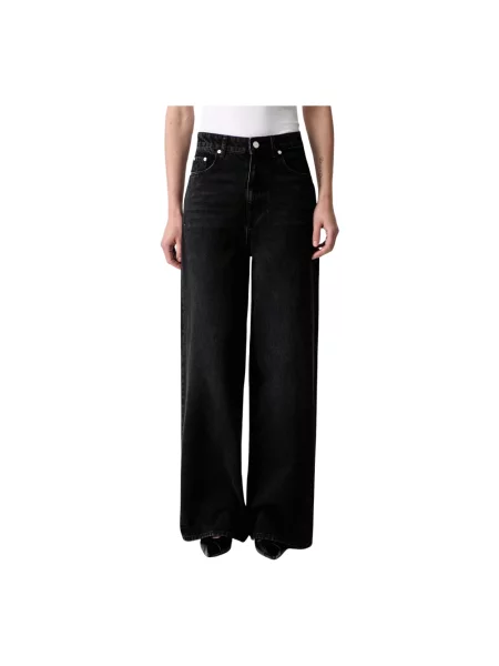 GANNI Lari jeansy wide leg czarne