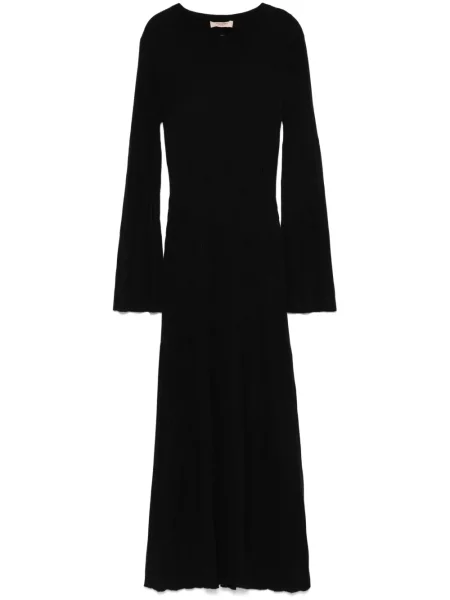 Oblekové žebrované maxi maxi šaty Twinset černé