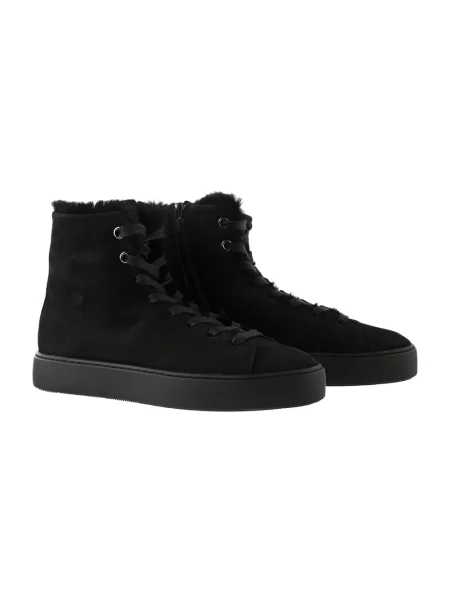 Sneakersy Högl skórzane na koturnie typu teddy czarne