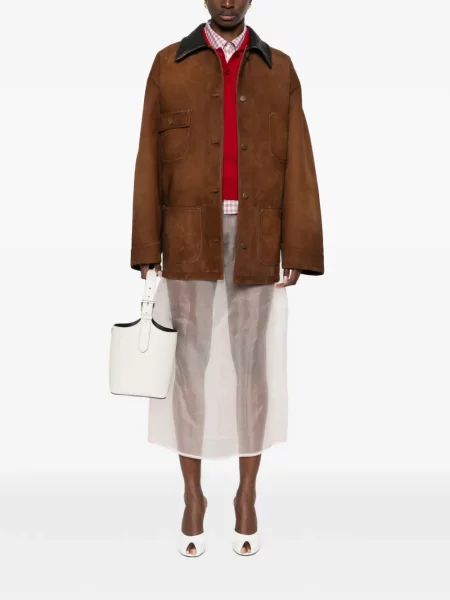 Велурено яке Prada кафяво
