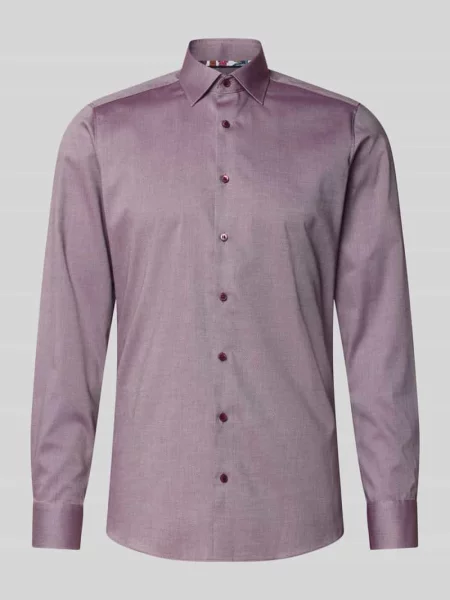 Koszula biznesowa o kroju slim fit z kołnierzykiem typu kent Olymp Level Five bordowa