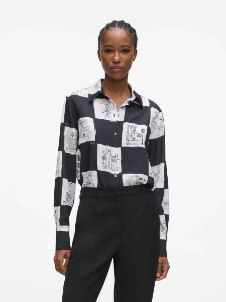 Karl Lagerfeld Bluză negru alb