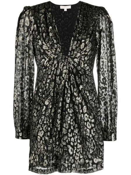 Rochie mini Michael Michael Kors cu model leopard din jacard de costum negru