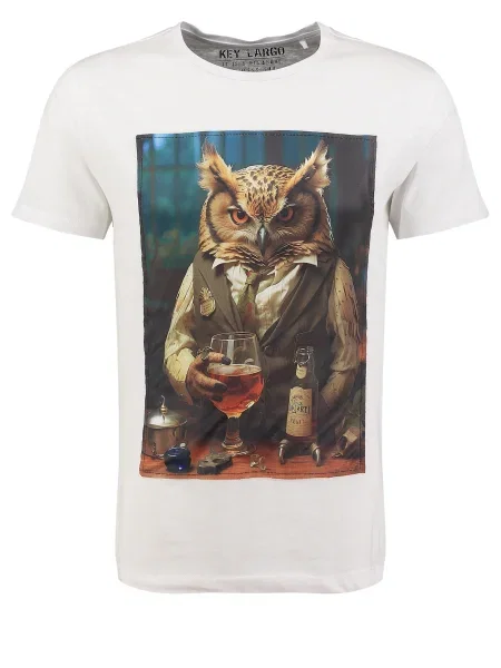 Key Largo Tricou Owl bleumarin / ombră / negru alb