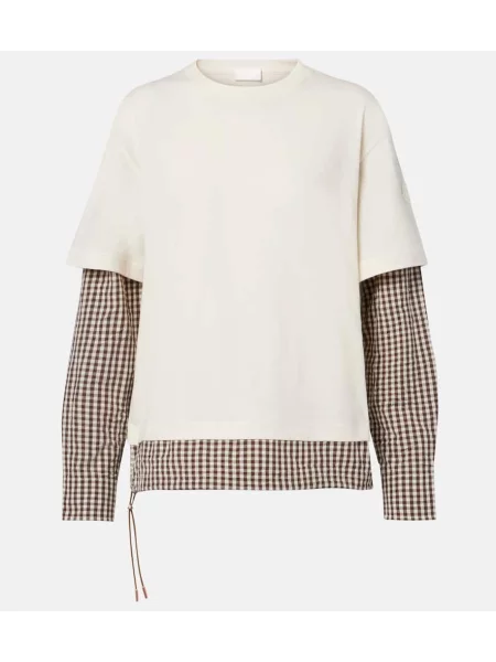 Kockované džerzej tričko Moncler biela