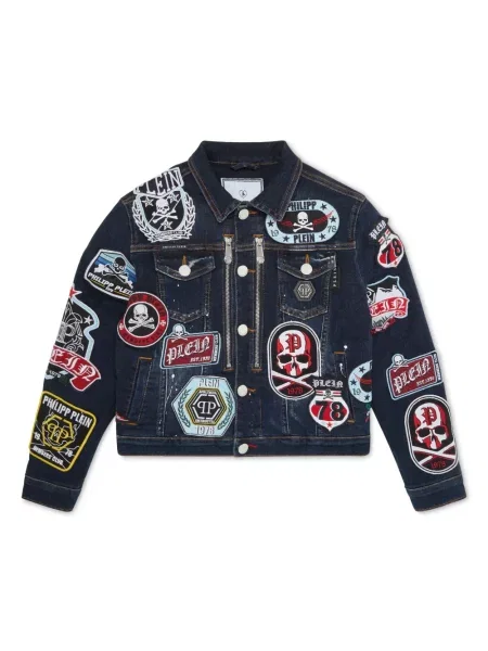 Kurtka jeansowa dziecięca Philipp Plein niebieska