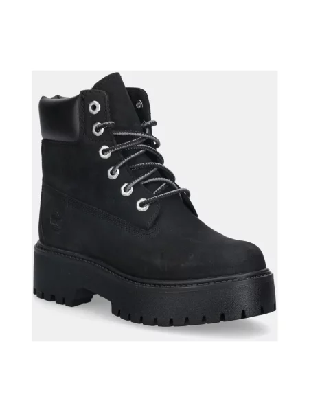 Botki Timberland skórzane w miejskim stylu z kamieniami czarne