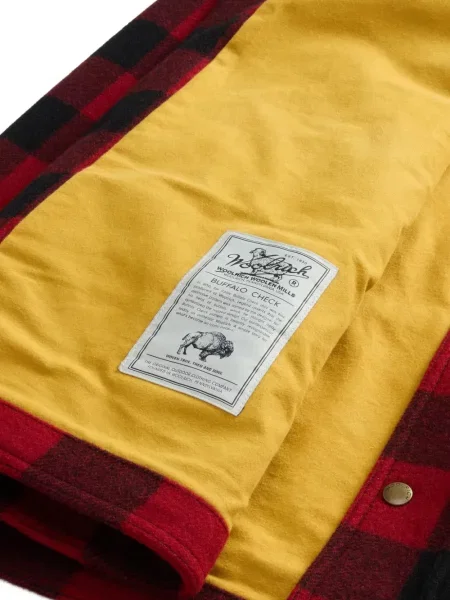 Καρό με κολάρο δερμάτινο μπουφάν Woolrich κόκκινο