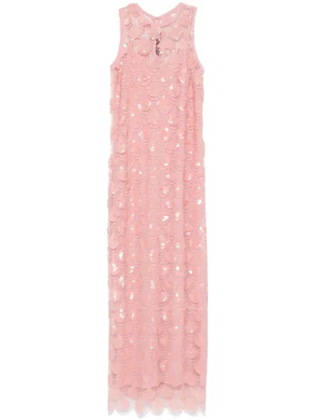 Rochie maxi Rotate Birger Christensen fără mâneci de costum roz