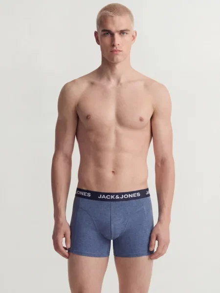 JACK & JONES Boxerky JACFAX modrá / tmavomodrá / modrá melírovaná biela