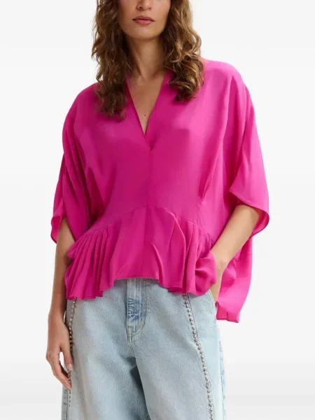 Bluză Essentiel Antwerp cu volane roz
