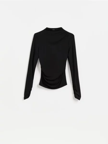 Reserved Tricou cu mânecă lungă cu conținut ridicat de modal negru