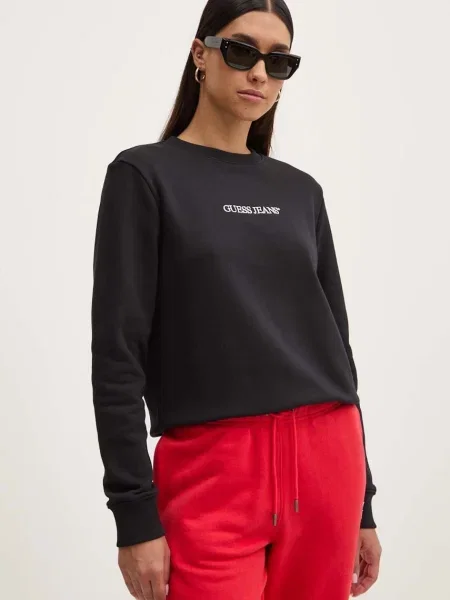 Guess Jeans bluza z aplikacją czarny