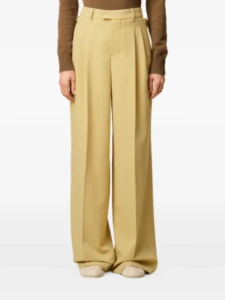 Pantaloni Ami Paris de lână galben